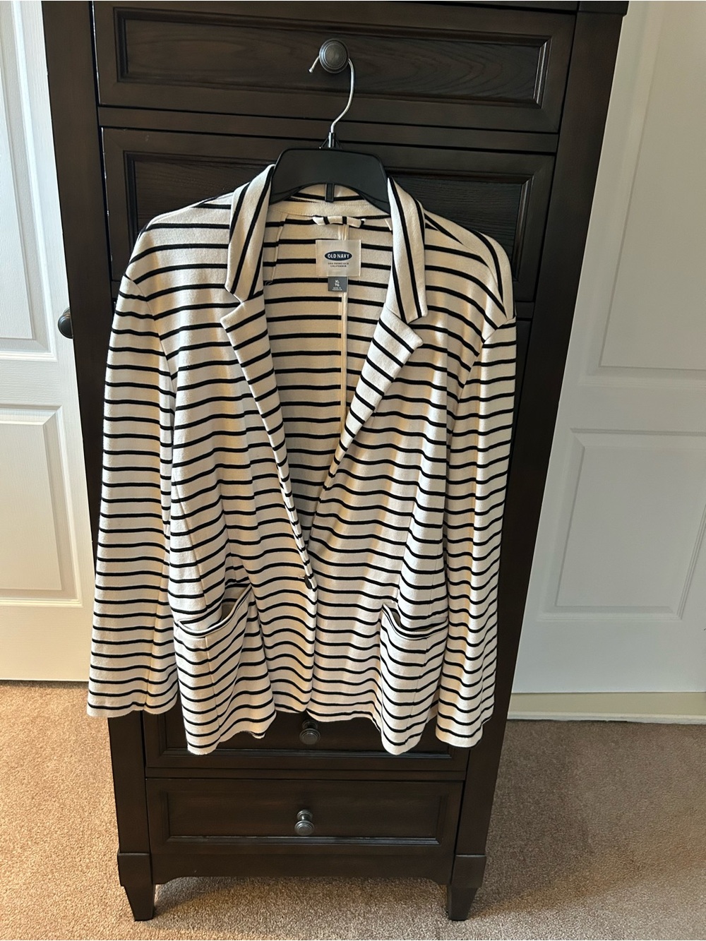 NWOT New Old Navy Women's Black & White Knit Striped Blazer XL